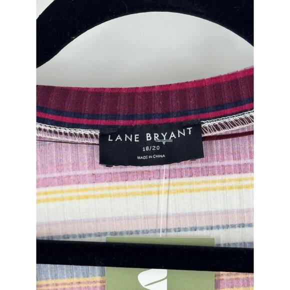 lane bryant gabrielle striped deep plunge button front cardigan - Picture 4 of 5